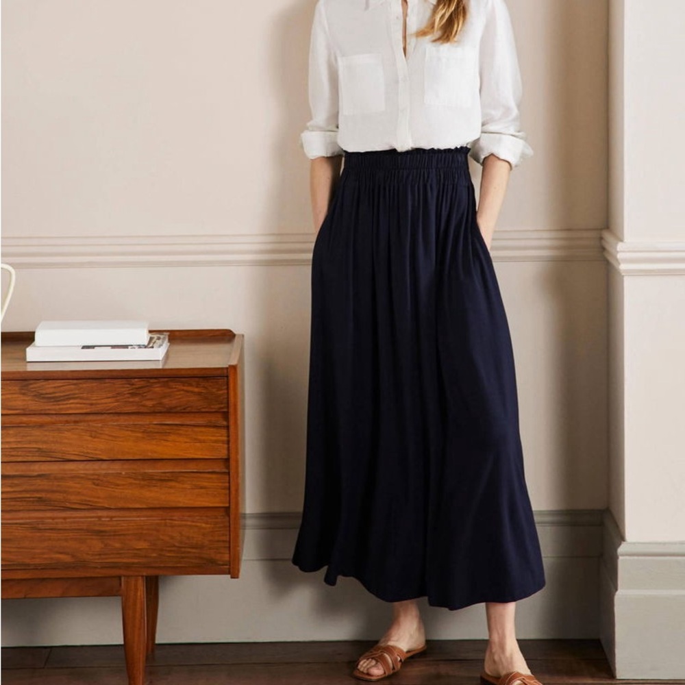 BODEN Pull On Jersey Maxi Skirt With Slit Size 4P Navy